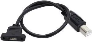 Jimier Type-B USB2.0 Male to Micro 3.0 Type-B Female Screw Mount Type Extension Cable 480Mbps