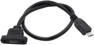 Jimier Micro USB 2.0 5Pin Male to Micro 3.0 Type-B Female Screw Mount Type Extension Cable 480Mbps