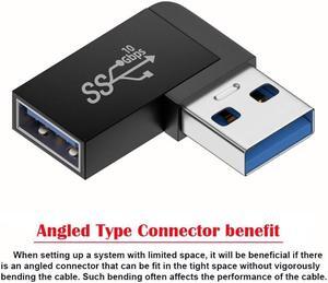 Cablecc 10Gbps USB3.0 Male to Female Extension Power Data Video Adapter 90 Degree Right Angled Type
