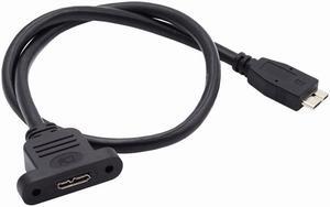 Jimier Micro USB 3.0 Male to Micro 3.0 Type-B Female Screw Mount Type Extension Cable 5Gbps