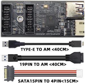 Xiwai Type-E or 19/20Pin Header to USB 3.0 19/20Pin Dual Ports Female PCBA Type Adapter Splitter HUB 5Gbps