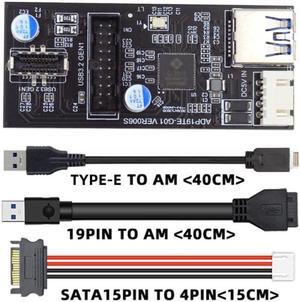 Xiwai Type-E or 19/20Pin Header to USB 3.0 20Pin & Type-E Dual Ports Female PCBA Type Adapter Splitter HUB 5Gbps