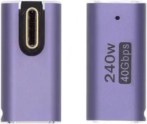 Jimier USB4 Type C Male to Female 240W Power 40Gbps Data 8K Video Adapter Low Profile Left Right Angled for NS Phone Laptop
