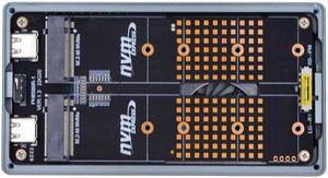 HKCY Dual NVME M.2 NGFF M-Key to USB-C Type-C Raid0 Raid1 JBOD Big Enclosure 20Gbps with Fan Raid0 Hyper Adapter