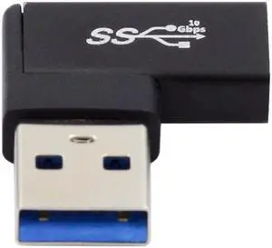 Jimier USB-C Type C Female to USB 3.0 A Male Data Adapter Flat Horizontal 90 Degree Left Angled  for Laptop Desktop