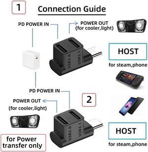 Cablecc 10Gbps USB3.1 Type C Male to Dual Female Power Data Splitter Adapter Up Angled Compatible with Steam Deck Laptop