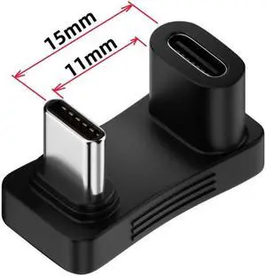 Jimier 10Gbps USB3.1 Type C Male to Female Power Data Video Adapter Opposite U Shape Back Angled Compatible with Steam Deck Phone Laptop