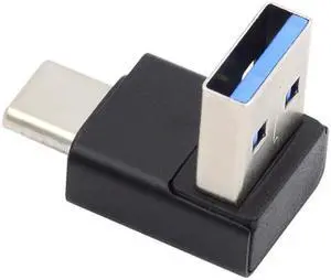 Jimier Up Angled USB3.0 Type A Male to USB 3.1 Type C Male Data 10Gbps Charge Adapter 90 Degree for Laptop Phone