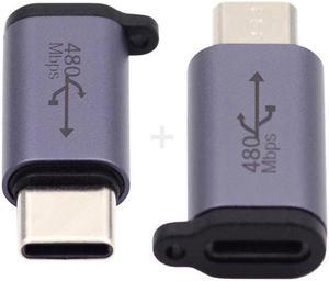 Xiwai 2pcs/lot USB2.0 8P Female to Micro USB Type-C USB-C Male Power Adapter 480Mbps Data with Chain Holes