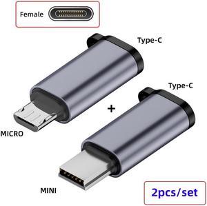 HKCY 2pcs/lot USB-C USB2.0 Type C Female to Micro Mini USB Male Power Adapter 480Mbps Data with Chain Holes
