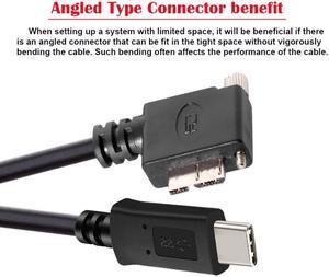 HKCY 5Gbps USB-C Type-C Host to Micro USB3.0 Screw Mount 90 Degree Right Angled for Industrial Camera Storage