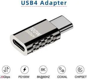 Jimier 20Gbps USB4 Type C Male to Female Straight Connector 100W Power Data 8K Video Adapter for Laptop Phone
