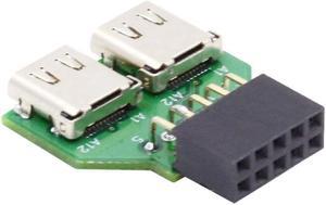HKCY Dual Ports USB 3.1 Type C USB-C Female to USB 2.0 Motherboard 9pin 10pin Header Adapter PCBA 480Mbps