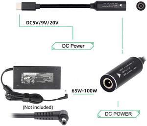 Chenyang DC Jack 2.5x0.7mm Input to USB-C Type-C Power Plug Charge Cable for Laptop Phone PD9V 5V 20V