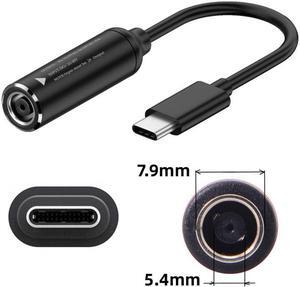 HKCY DC Jack 7.9x5.4mm Input to USB-C Type-C Power Plug Charge Cable for Laptop Phone PD9V 5V 20V