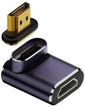 Jimier 90 Degree Down Angled Vertical Magnetic 8K Type-A HDMI 2.1 Male to Female Straight Video Adapter for Laptop HDTV