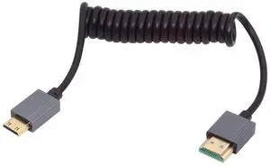 Jimier Mini HDMI 2.1 Male to HDMI Male 8K 60hz Stretch Coiled Cable 100cm for HDTV Computer Laptop Monitor