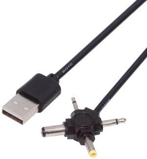 Jimier USB 2.0 Type-A Male to 4-in-1 DC 5V 5.5x2.1mm 4.0x1.7mm Mono 3.5mm 2.5mm Power Plug Barrel Connector Charge Cable