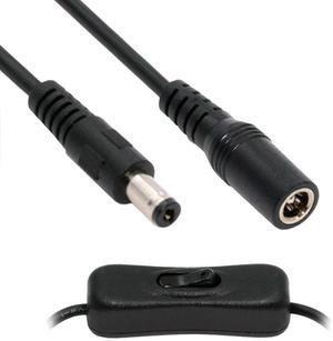 Jimier DC Cable with On Off Power Switch Button DC 5.5x2.1mm Male to Female for DC 5V Desk Lamp Fan Camera