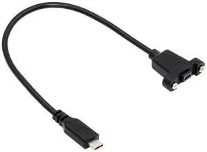 Jimier USB2.0 Mini 5Pin Female to Type-C USB-C Male Power Cable 480Mbps Data with Panel Mount Holes 30cm