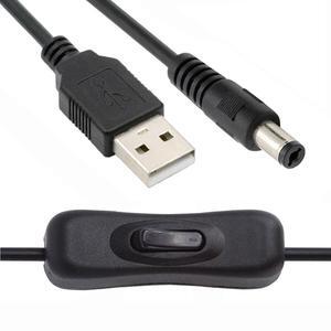 Jimier DC 5.5x2.1mm Plug to USB Type-A Cable with On Off Power Switch Button for DC 5V Desk Lamp Fan Camera