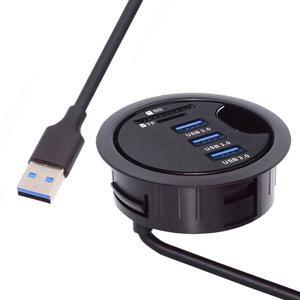 Jimier USB 3.0 Hub SD TF 3 Port USB 60mm Desk Grommet Splitter Dock Station Micro-SD Card Reader for Desktop PC Desk