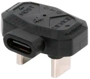 Jimier 480Mbps USB-C Type-C Male to Male OTG Data Adapter with PD Power Opposite U Shape Back Angled for Phone MIC