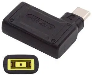 Jimier 140W 100W Rectangle Jack Thinkpad X1 Input to USB-C Type-C Angled 90 Degree Power Plug Charge Adapter for Laptop Phone