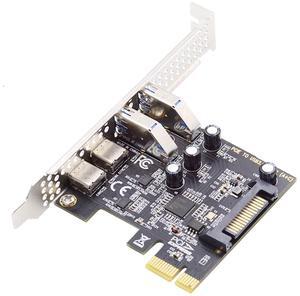 Jimier USB3.1 Gen1 5Gbps Dual Type-A & Type-C USB-C Female to PCI-E Express 1x Card Adapter uPD720201 with Low Profile Bracket