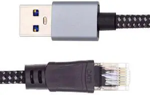 Jimier USB to Ethernet Cable USB3.0 Type-A to RJ45 Male Cord Directly Connected 1000Mbps Gigabit LAN Network Compatible with USB2.0