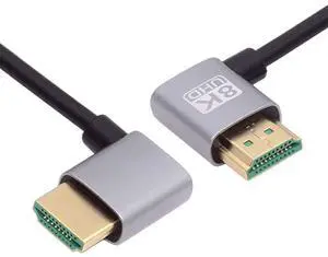 Jimier HDMI 2.1 Ultra Thin HDTV Cable 8K 4K Hyper Super Flexible Slim Cord Right Angled to Right Angled 90 Degree Type-A  for Computer HDTV