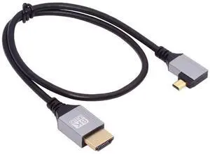 Jimier 90 Degree Left Angled Micro HDMI 2.1 Ultra Thin HDTV Cable 8K 4K Hyper Super Flexible Slim Cord Type-A to Type-D for Camera HDTV