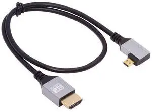Jimier 90 Degree Right Angled Micro HDMI 2.1 Ultra Thin HDTV Cable 8K 4K Hyper Super Flexible Slim Cord Type-A to Type-D for Camera HDTV