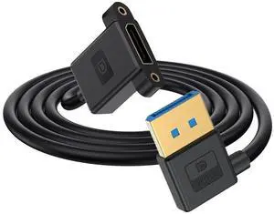Jimier Ultrafine Right Angled DisplayPort 1.4 DP Male to Female Extension Cable 8K 60hz 4K 144hz for Desktop Laptop Monitor Graphics Card 30cm