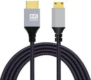 Jimier 0.3m HDMI 2.0 Male to Mini HDMI Type-C Male 4K 60hz Cable with Sleeve Straight Connector for HDTV Computer Laptop Monitor