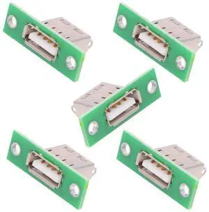 Jimier 5pcs/set DIY OEM USB Type-A Female Socket Connector with Panel Mount Solder Type