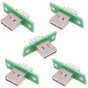 Jimier 5pcs/set DIY OEM USB Type-A Male Plug Connector with Panel Mount Solder Type Reversible Design