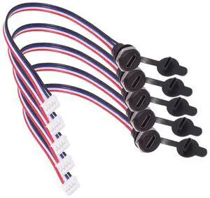 Jimier 5pcs/set DIY OEM Type C Female Socket to 4Pin Header Cable Pitch=2.0mm Panel Mount Type DC 5V Power Data