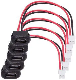 Jimier 5pcs/set DIY OEM Type C Female Socket to 2Pin Header Cable Pitch=2.0mm Latch Mount Type DC 5V Power