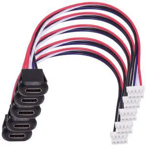 Jimier 5pcs/set DIY OEM Type C Female Socket to 4Pin Header Cable Pitch=2.0mm Latch Mount Type DC 5V Power