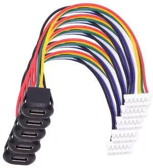 Jimier 5pcs/set DIY OEM Type C Female Socket to 6Pin Header Cable Pitch=2.0mm Latch Mount Type DC 5V/20V PD Power