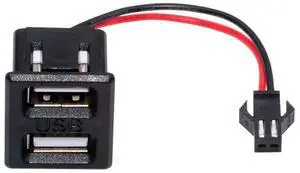 Jimier DIY OEM Dual Type-A Female Socket to 2Pin Header Cable Pitch=2.54mm Latch Mount Type DC 5V Power