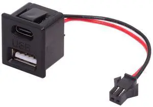 Jimier DIY OEM Type-C & Type-A Female Socket to 2Pin Header Cable Pitch=2.54mm Latch Mount Type DC 5V Power