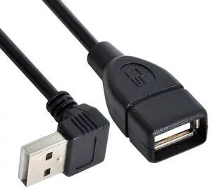 Jimier USB 2.0 Type-A Male to USB Female M-F Extension Cable 20cm 90 Degree Down Angled Type