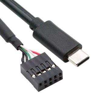 Jimier USB 2.0 Motherboard 9pin 10pin Header to Type-C USB-C Cable 50cm for Mini Monitor Sensor Panel Camera