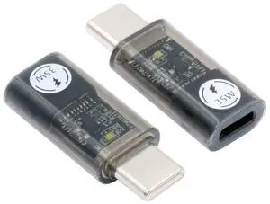 Jimier Transparent LED USB-C Type C Male to 8P Female 35W Power 480Mbps Data Adapter Compatible with iPhone15 & Android & Tablet