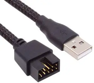 Jimier Single USB 2.0 Male Type-A to Motherboard 9Pin 10Pin Male Header Cable with Sleeve 20cm