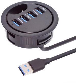 Jimier USB 3.0 Hub 4 Port USB 60mm Desk Grommet Splitter Dock Station Interface for Desktop PC Desk