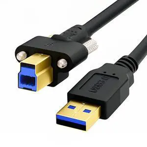 Jimier USB 3.0 Type-A Male to Type-B Thumbscrew Standard Male Mount Panel Type for Industrial Camera Robot Scanner Disk