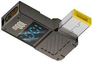 Jimier Smart LED Display 100W Type-C USB-C Input to Rectangular Jack Output Power 20V 5A PD Charge 65W Adapter for Thinkpad X1 Legion Y7000P Laptop